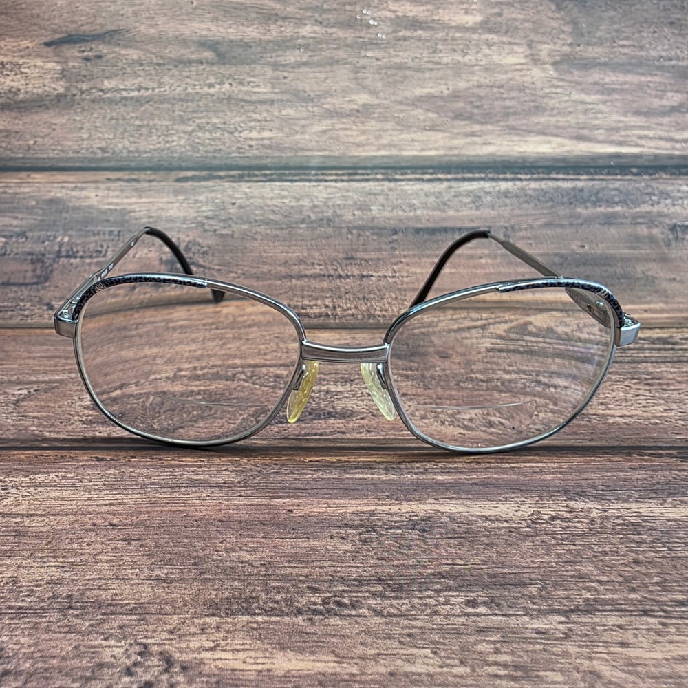 Luxottica Sandra Agateblue Silver Metal Oval Eyeglass Frames Italy 54-17-130